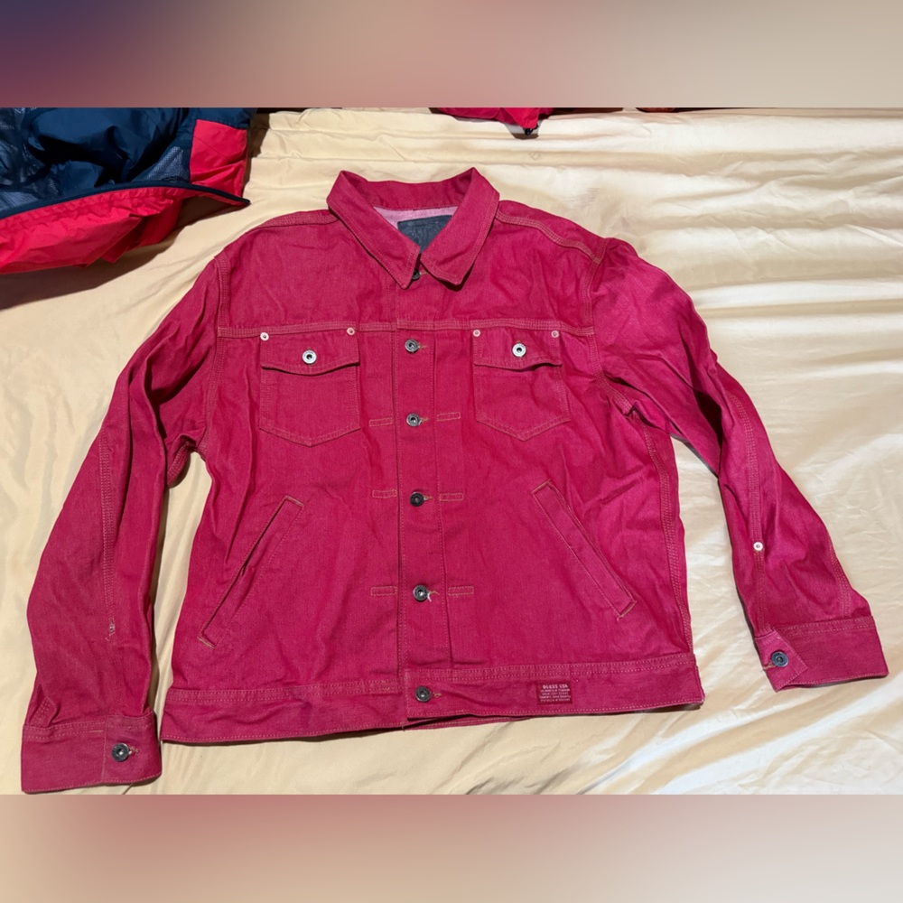 Guess Men's Red Denim Jacket